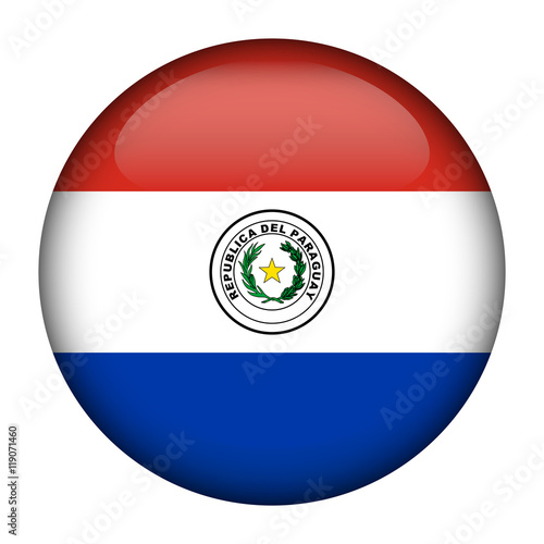 Round glossy Button with flag of Paraguay
