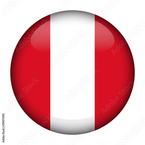 Round glossy Button with flag of Peru