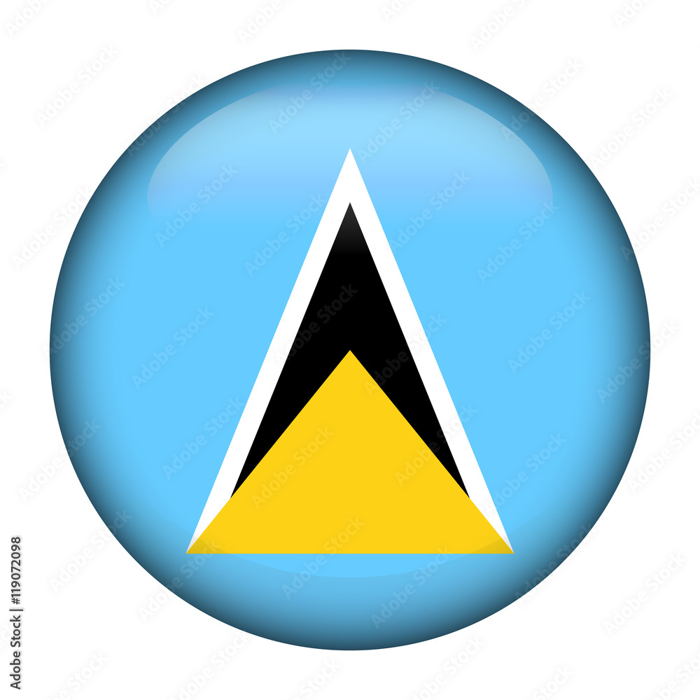 Flag of Saint Lucia as round glossy icon. Button with flag design Flag of Saint Lucia as round glossy icon. Button with flag design