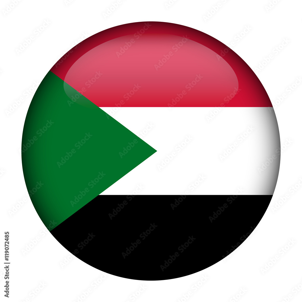 Fototapeta premium Round glossy Button with flag of Sudan