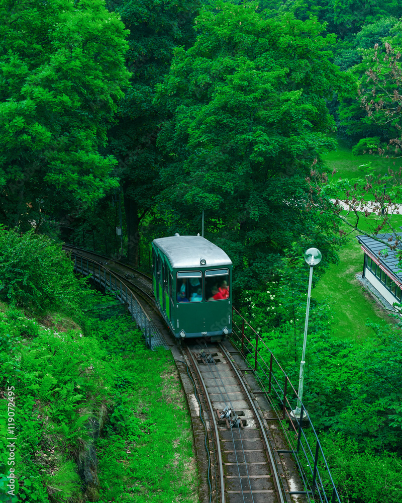 Fototapeta premium Old funicular at national Skansen Park, Sweden