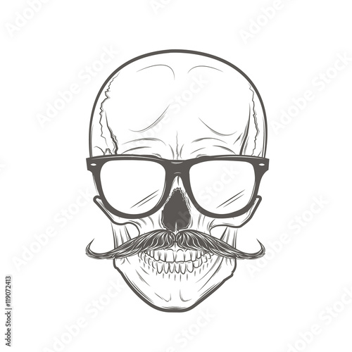 Hipster Skull vector. Gentleman skull