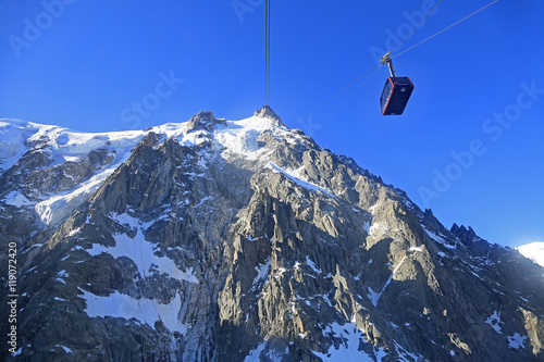 Aiguille du Midi and funicular in French Alps