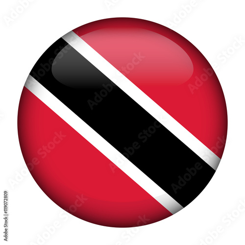 Round glossy Button with flag of Trinidad and Tobago