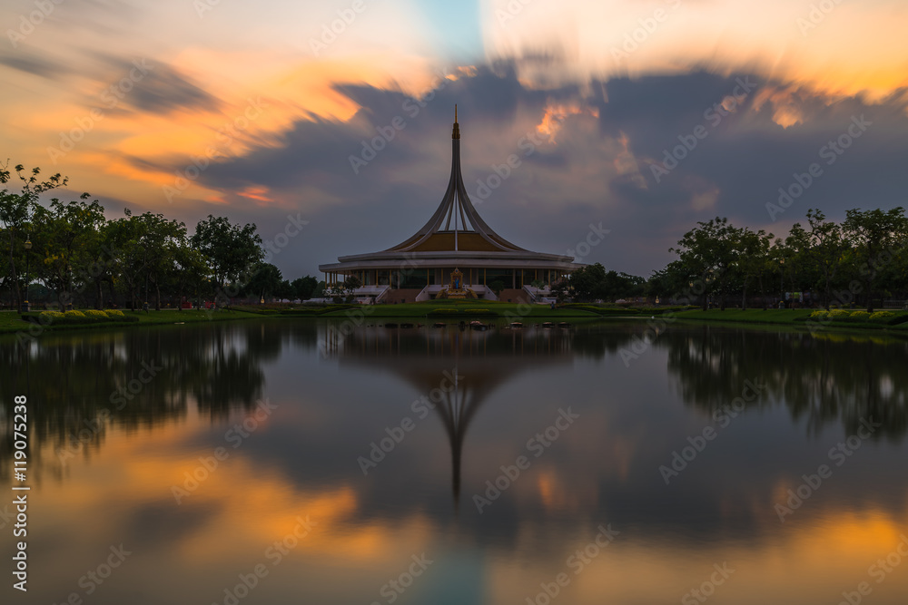 Beautiful sunset at Suan luang Rama 9 park
