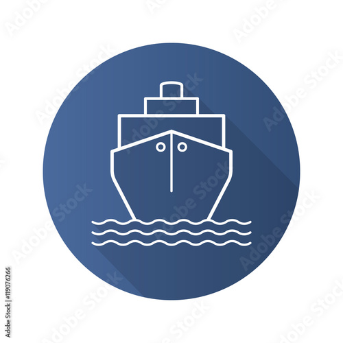 Cruise ship flat linear long shadow icon