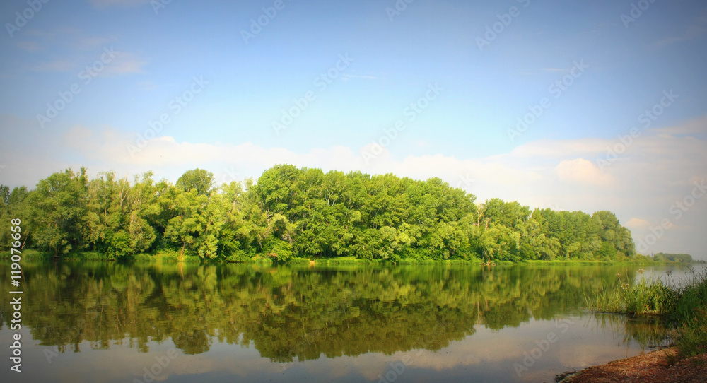 Beautiful summer landscape with river