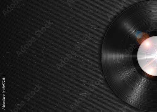 Realistic long-playing LP vinyl gramophone record. Retro music poster
