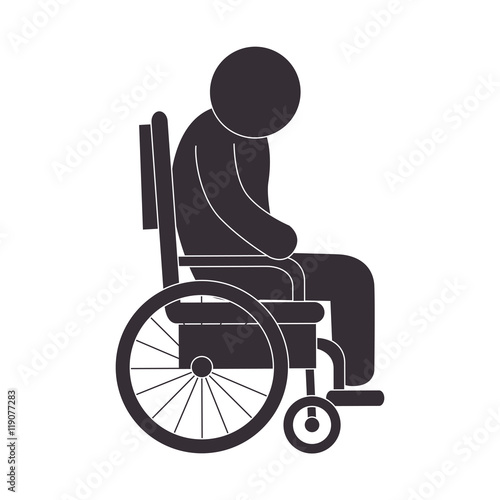 handicapped wheelchair paraplegic invalid man human assistance vector illustration 