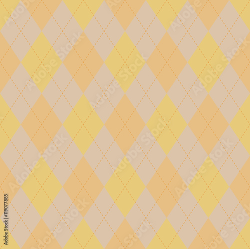 Seamless autumn colors argyle pattern in pale tints of golden yellow, orange & beige. 