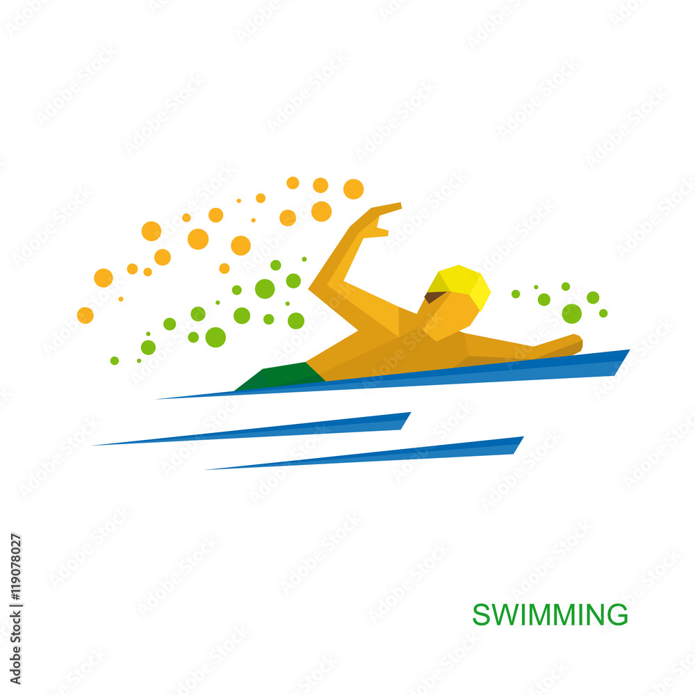 Physically disabled swimmer. Flat sport icon. Physically disabled swimmer. Flat sport icon.