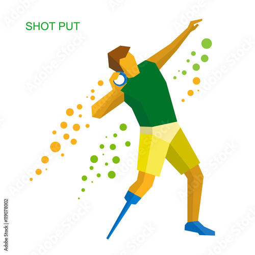 Physically disabled sportsman throwing shot. Sport icon.