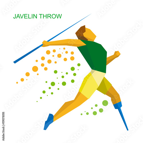 Physically disabled sportsman throwing javelin. Flat sport  icon