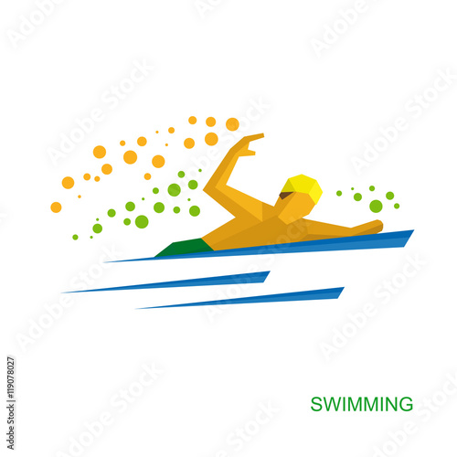 Physically disabled swimmer. Flat sport  icon.