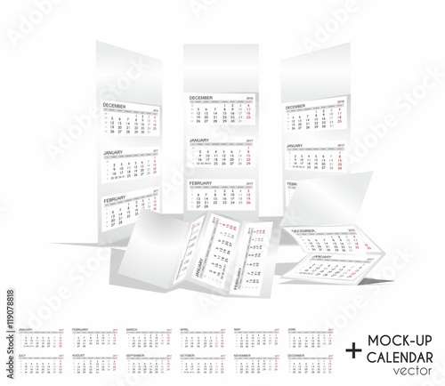 Obraz na płótnie Mock-up + calendar 2017 w salonie