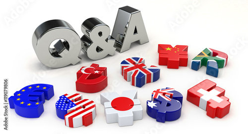 Obraz na plátně Silver Q&A and currency symbol