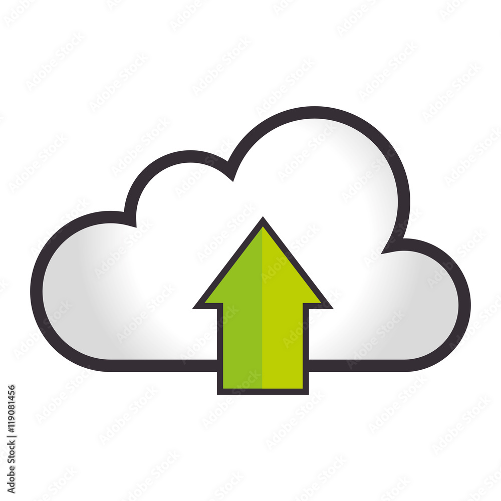 cloud data arrow upload center computer and hosting element vector illustration cloud data arrow upload center computer and hosting element vector illustration
