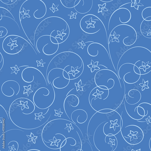 dark blue floral background - vector seamless pattern with flowe