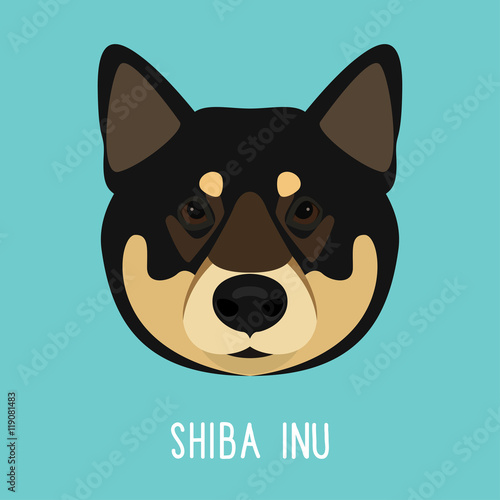 Shiba inu dog. Flat style. Abstract cartoon shiba inu dog portrait
