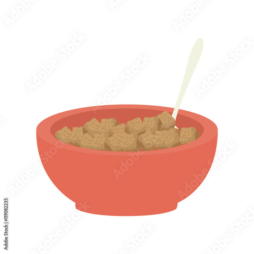 cereal bowl dish spoon food breakfast aliment vector illustration