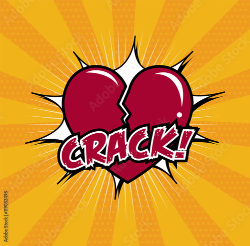 Broken heart comics style. Vector illustration. Eps 10