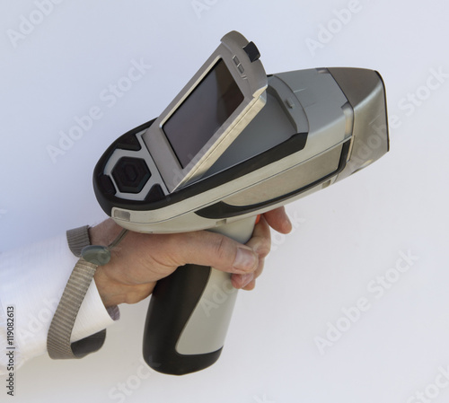 Niton Mining analyser on white - macro close up view