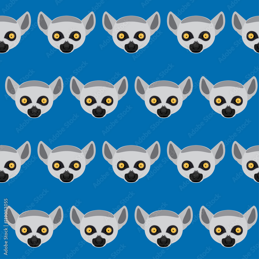 Fototapeta premium Lemur abstract portrait seamless pattern background