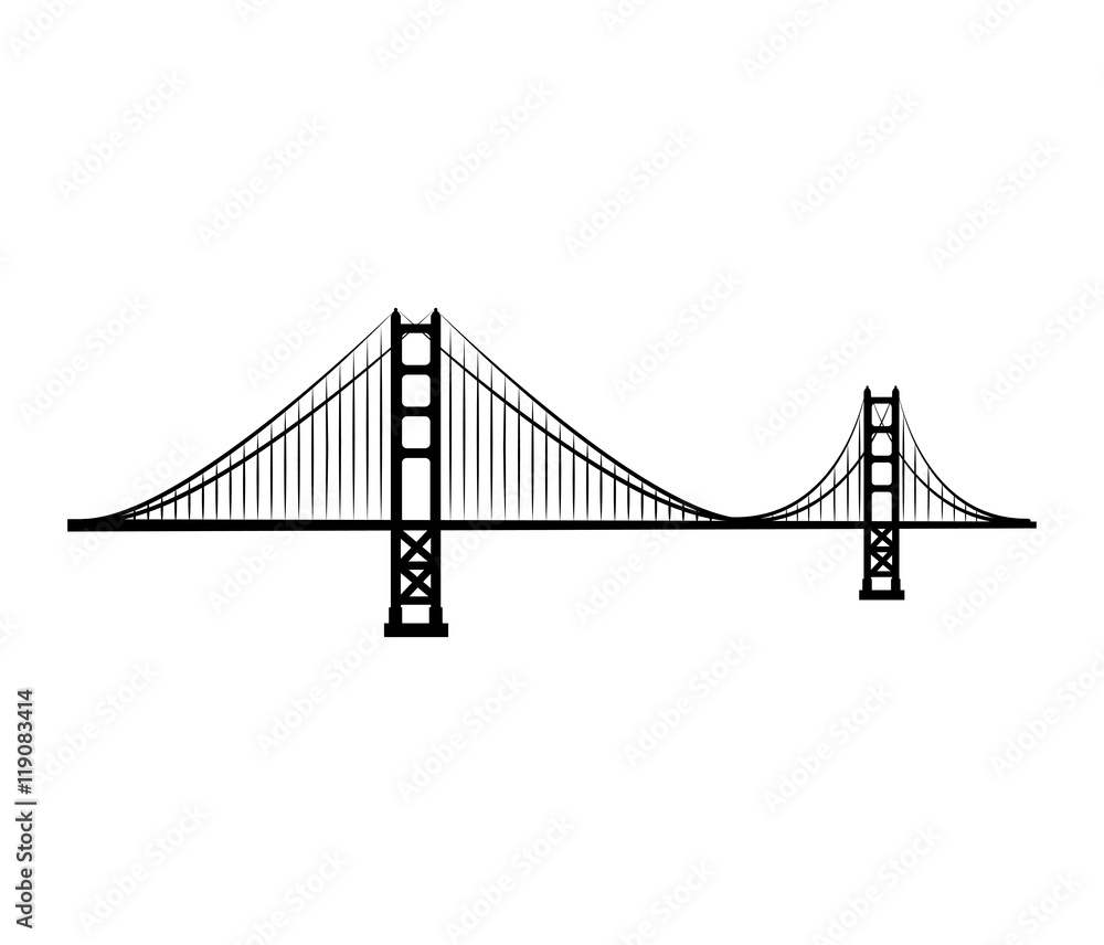 golden gate bridge structure san francisco usa vector illustration