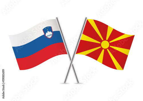 Slovenian and Macedonian flags. Vector illustration.