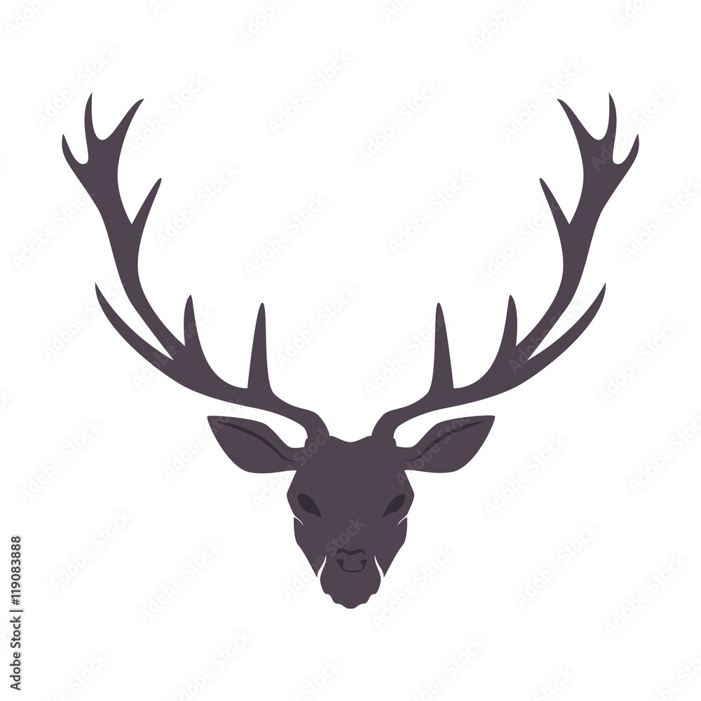 Fototapeta premium horn moose or deer skull wall ornament vector illustration