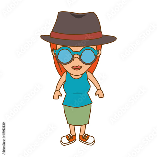 girl wearing glasses hipster fashion lifestyle vector illustration