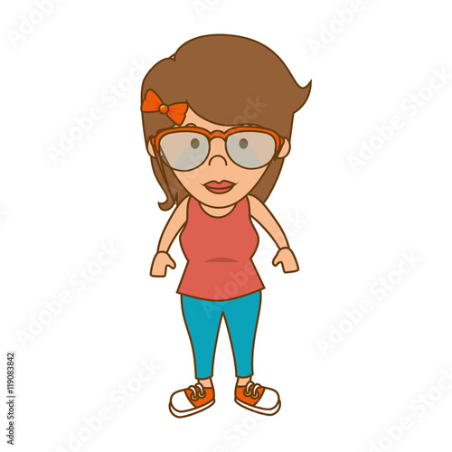girl wearing glasses hipster fashion lifestyle vector illustration