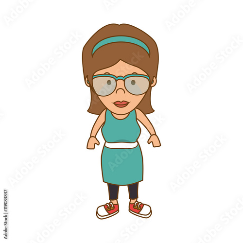 girl wearing glasses hipster fashion lifestyle vector illustration