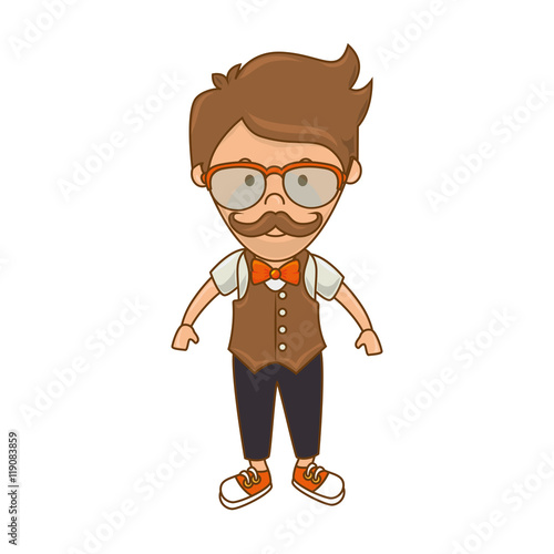boy man wearing glasses hipster fashion lifestyle vector illustration
