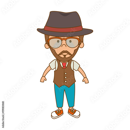boy man wearing glasses hipster fashion lifestyle vector illustration