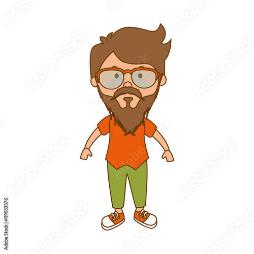 boy man wearing glasses hipster fashion lifestyle vector illustration