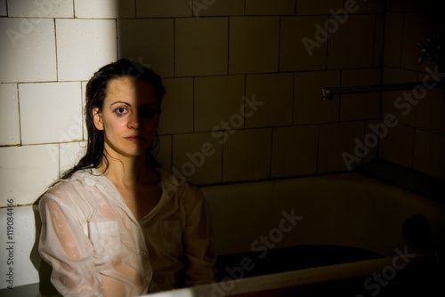 The girl in the bathroom. Doldrums. photo