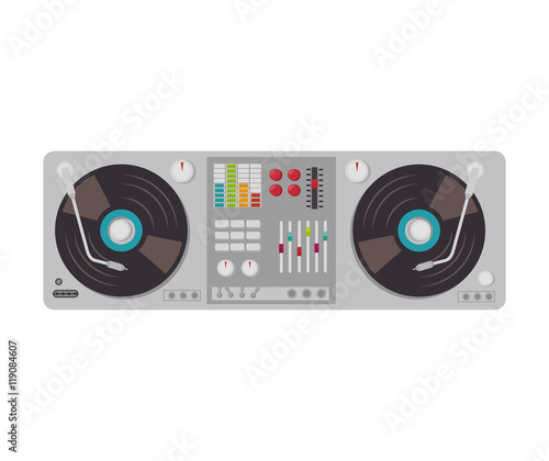 music dj party turntable technology and electronic device vector illustration