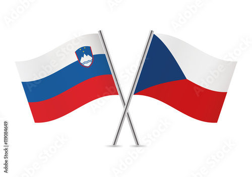 Slovenian and Czech republic flags. Vector illustration.