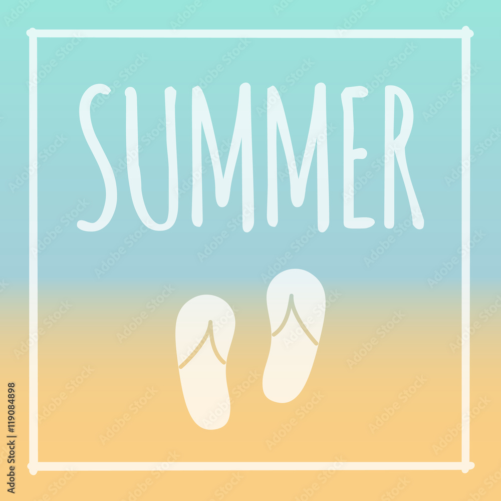 Fototapeta premium Summer sunny beach with flip flops