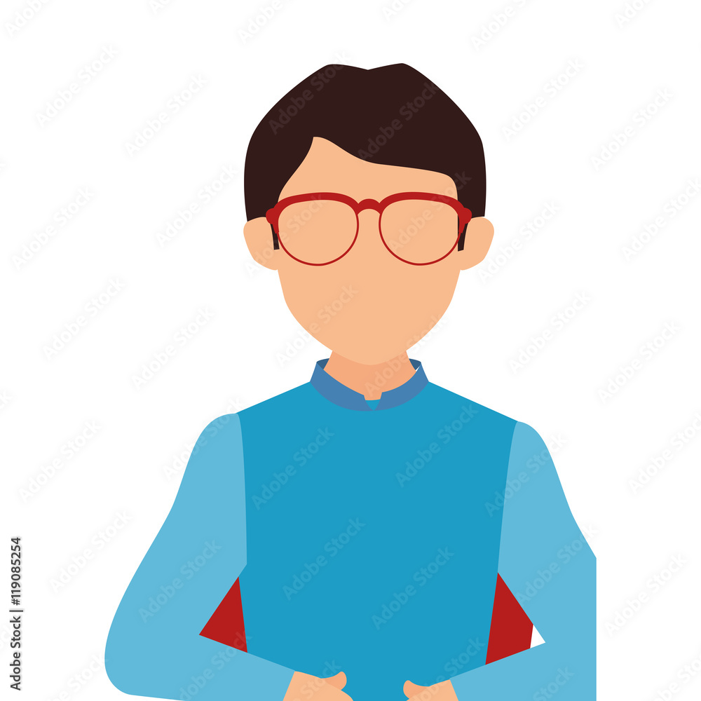 avatar man wearing eyeglasses and casual clothes front view vector illustration avatar man wearing eyeglasses and casual clothes front view vector illustration
