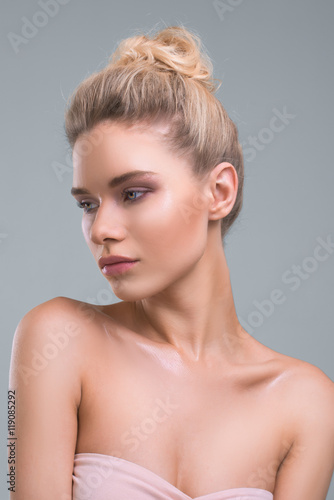 Beautiful Woman With Perfect Skin Beauty Studio Portrait