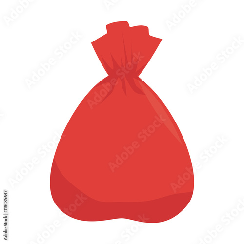 bag red trash garbage sack recycling vector illustration