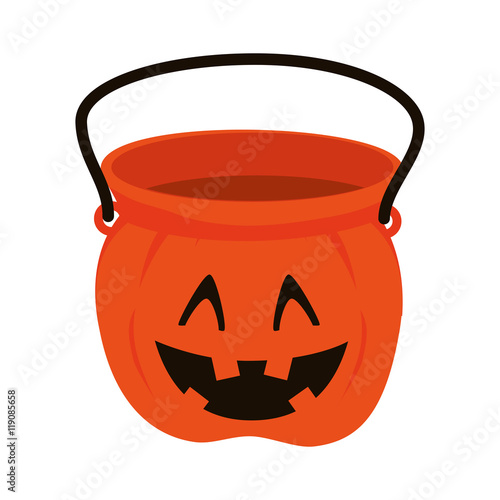 pumpkin bucket of halloween season trick or trick vector illustration