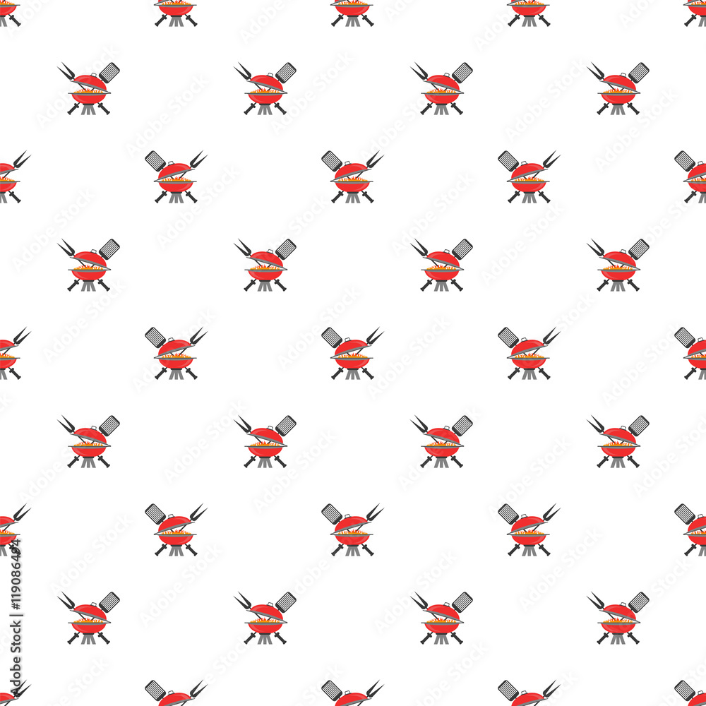 Barbeque Icon Seamless Pattern on White. Summer Grill Background. Barbeque Icon Seamless Pattern on White. Summer Grill Background.