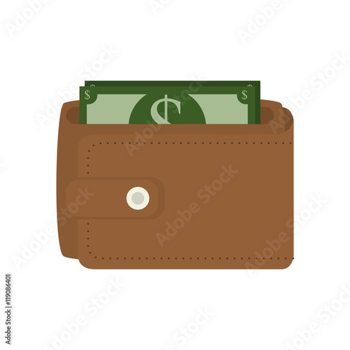 brown wallet with money bills economy and business vector illustration