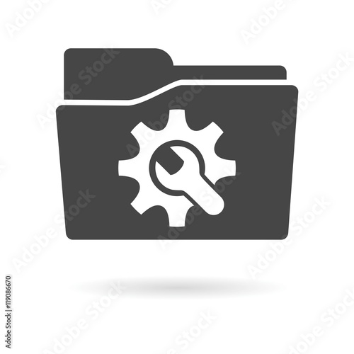 Isolated file folder icon with a gear