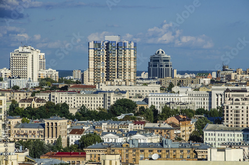 Kiev cityscape: view of Rusanovka district with water