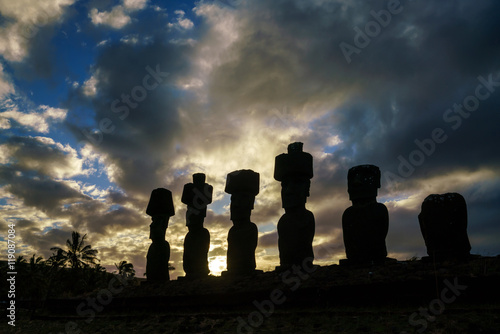Moais in Easter Island Chile