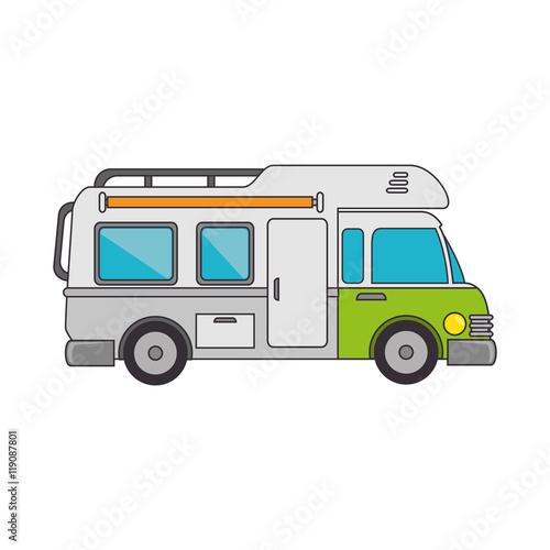 trailer truck vehicle camping  cabine caravan vector illustration